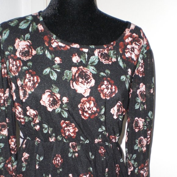 PINK ROSE & BLACK LS DRESS BY HAANI NEW YORK - Picture 3 of 3